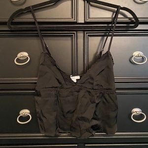 Satin cropped babydoll top